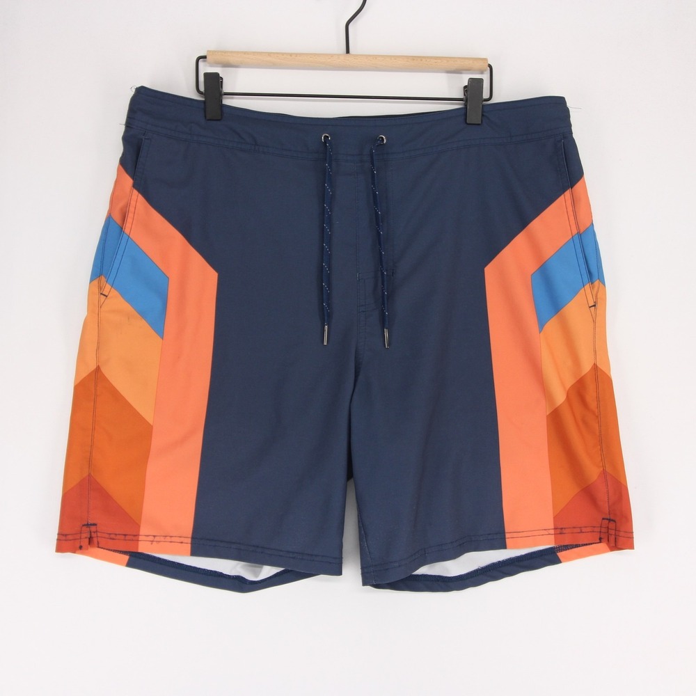 Fair Harbor Swim Trunks Mens XXL Navy Blue Colorblock BreezeKnit Liner Beach